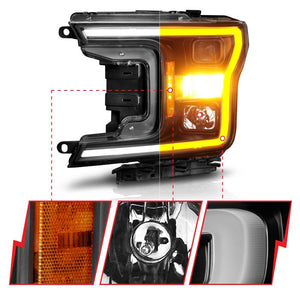 Anzo FORD F-150 18-20 PROJECTOR PLANK STYLE SWITCHBACK HEADLIGHTS BLACK