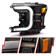 Load image into Gallery viewer, Anzo FORD F-150 18-20 FULL LED PROJECTOR C-BAR HEADLIGHTS BLACK W/ SEQUENTIAL SIGNAL (FACTORY HALOGEN MODEL)