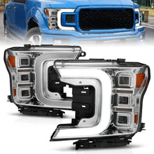 Load image into Gallery viewer, Anzo FORD F-150 18-20 FULL LED C-BAR PROJECTOR HEADLIGHTS CHROME W/ SEQUENTIAL SIGNAL (FACTORY HALOGEN MODEL)