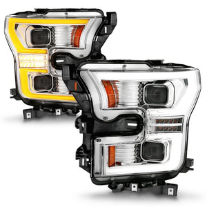 Anzo FORD F-150 15-17 FULL LED PROJECTOR PLANK STYLE HEADLIGHTS CHROME W/ INITIATION & SEQUENTIAL (FITS HALOGEN MODELS ONLY)