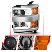 Load image into Gallery viewer, ANZO 111360 2015-2016 Chevrolet Silverado Projector Headlights w/ Plank Style Design Chrome w/ Amber