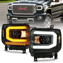 Load image into Gallery viewer, ANZO 111487 2014-2015 Gmc Sierra 1500 Projector Headlight Plank Style Black w/ Switchback (Halogen Type)