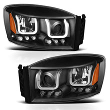 Load image into Gallery viewer, ANZO 111314 2006-2008 Dodge Ram 1500 Projector Headlights w/ U-Bar Black