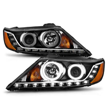 Load image into Gallery viewer, ANZO 111248 2011-2013 Kia Sorento Projector Headlights w/ Halo Black (CCFL)