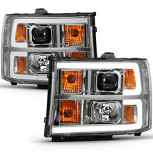 Load image into Gallery viewer, ANZO 111483 2007-2013 Gmc Sierra 1500 Projector Headlight Plank Style Chrome w/ Clear Lens Amber