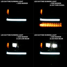 Load image into Gallery viewer, ANZO 111420 16-18 Chevrolet Silverado 1500 LED Projector Headlights w/Plank Style Switchback Black w/ Amber
