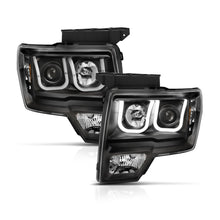 Load image into Gallery viewer, ANZO 111351 2009-2014 Ford F-150 Projector Headlights w/ U-Bar Black Amber (HID TYPE) (WITHOUT HID KIT)