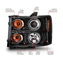 Load image into Gallery viewer, ANZO 111125 2007-2013 Gmc Sierra 1500 Projector Headlights w/ Halo Black