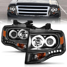 Load image into Gallery viewer, ANZO 111113 2007-2014 Ford Expedition Projector Headlights w/ Halo Black