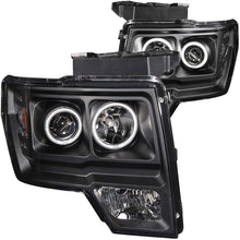 Load image into Gallery viewer, ANZO 111161 2009-2014 Ford F-150 Projector Headlights w/ Halo Black (CCFL)