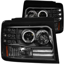Load image into Gallery viewer, ANZO 111184 1992-1996 Ford F-150 Projector Headlights w/ Halo Black w/ Side Markers and Parking Lights