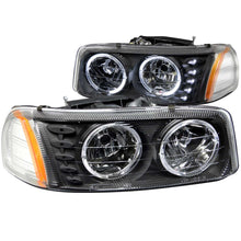 Load image into Gallery viewer, ANZO 111207 1999-2006 Gmc Sierra 1500 Crystal Headlights w/ Halo and LED Black