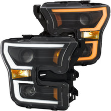 Load image into Gallery viewer, ANZO 111357 2015-2017 Ford F-150 Projector Headlights w/ Plank Style Switchback Black w/ Amber