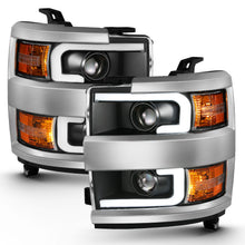 Load image into Gallery viewer, ANZO 111359 2015-2016 Chevrolet Silverado Projector Headlights w/ Plank Style Design Black w/ Amber