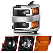 Load image into Gallery viewer, ANZO 111359 2015-2016 Chevrolet Silverado Projector Headlights w/ Plank Style Design Black w/ Amber