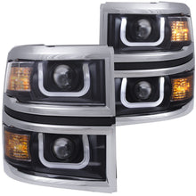 Load image into Gallery viewer, ANZO 111360 2015-2016 Chevrolet Silverado Projector Headlights w/ Plank Style Design Chrome w/ Amber