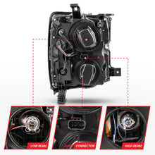 Load image into Gallery viewer, ANZO 111360 2015-2016 Chevrolet Silverado Projector Headlights w/ Plank Style Design Chrome w/ Amber