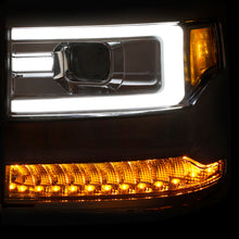 Load image into Gallery viewer, ANZO 111374 16-17 Chevy Silverado 1500 Projector Headlights Plank Style Design Chrome w/ Amber