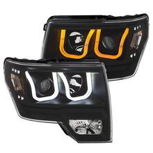 Load image into Gallery viewer, ANZO 111383 2009-2014 Ford F-150 Projector Headlights w/ U-Bar Switchback Black w/ Amber
