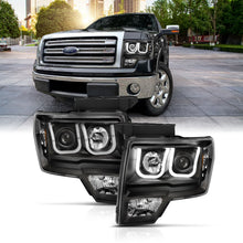 Load image into Gallery viewer, ANZO 111383 2009-2014 Ford F-150 Projector Headlights w/ U-Bar Switchback Black w/ Amber