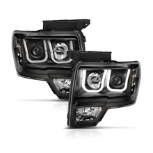 Load image into Gallery viewer, ANZO 111383 2009-2014 Ford F-150 Projector Headlights w/ U-Bar Switchback Black w/ Amber