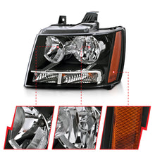 Load image into Gallery viewer, ANZO 111392 2007-2014 Chevrolet Tahoe/Suburban Crystal Headlights Black