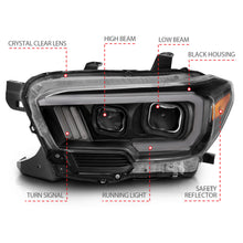 Load image into Gallery viewer, ANZO 111396 2016-2017 Toyota Tacoma Projector Headlights w/ Plank Style Switchback Black w/ Amber