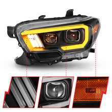 Load image into Gallery viewer, ANZO 111397 2016-2017 Toyota Tacoma Projector Headlights w/ Plank Style Switchback Black w/ Amber w/ DRL