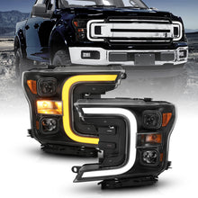 Load image into Gallery viewer, ANZO 111398 18-19 Ford F-150 Projector Headlights w/Plank Style Switchback Black w/Amber