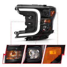 Load image into Gallery viewer, ANZO 111398 18-19 Ford F-150 Projector Headlights w/Plank Style Switchback Black w/Amber