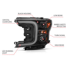 Load image into Gallery viewer, ANZO 111398 18-19 Ford F-150 Projector Headlights w/Plank Style Switchback Black w/Amber