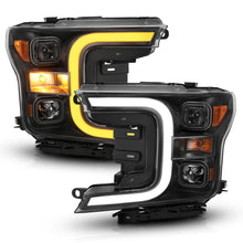 Load image into Gallery viewer, ANZO 111398 18-19 Ford F-150 Projector Headlights w/Plank Style Switchback Black w/Amber