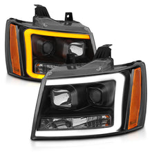 Load image into Gallery viewer, ANZO 111402 07-14 Chevy Tahoe Projector Headlights w/ Plank Style Design Black w/ Amber