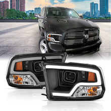 Load image into Gallery viewer, ANZO 111404 09-18 Dodge Ram 1500 Plank Style Projector Headlights Black w/ Halo
