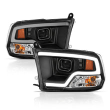 Load image into Gallery viewer, ANZO 111404 09-18 Dodge Ram 1500 Plank Style Projector Headlights Black w/ Halo
