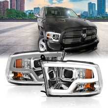 Load image into Gallery viewer, ANZO 111405 09-18 Dodge Ram 1500 Plank Style Projector Headlights Chrome w/ Halo