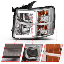 Load image into Gallery viewer, ANZO 111411 07-13 Chevrolet Silverado 1500/2500/3500 Proj Headlights w/ Plank Style Switchback Chrome w/Amb