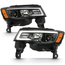 Load image into Gallery viewer, ANZO 111418 2017-2018 Jeep Grand Cherokee Projector Headlights w/ Plank Style Switchback - Black w/ Amber