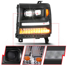 Load image into Gallery viewer, ANZO 111420 16-18 Chevrolet Silverado 1500 LED Projector Headlights w/Plank Style Switchback Black w/ Amber