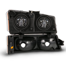 Load image into Gallery viewer, ANZO 111452 2003-2006 Chevy Silverado Crystal Headlight w/ Signal Light Black Amber (4 pcs)