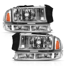 Load image into Gallery viewer, ANZO 111455 1997-2004 Dodge Dakota Crystal Headlight Set Chrome Amber