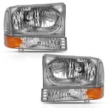 Load image into Gallery viewer, ANZO 111458 2000-2004 Ford Excursion Crystal Headlight w/ Corner Light Chrome Amber (w/o Bulb)