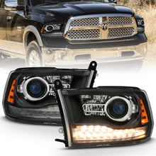 Load image into Gallery viewer, ANZO 111489 2009-2018 Dodge Ram 1500 Projector Headlights Plank Style Halo w/Switchback Matte Black