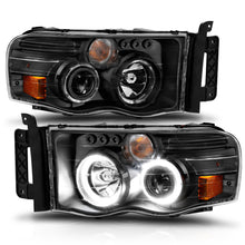 Load image into Gallery viewer, ANZO 111490 2002-2005 Dodge Ram 1500 Projector Headlights w/ Halo Black Clear Amber