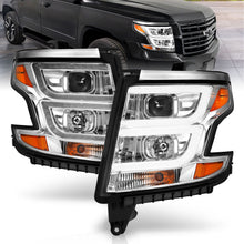 Load image into Gallery viewer, ANZO 111493 2015-2020 Chevy Tahoe Projector Headlights Plank Style Chrome w/DRL