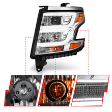Load image into Gallery viewer, ANZO 111493 2015-2020 Chevy Tahoe Projector Headlights Plank Style Chrome w/DRL