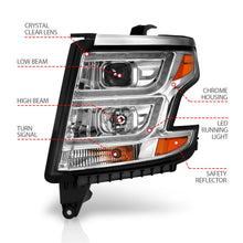 Load image into Gallery viewer, ANZO 111493 2015-2020 Chevy Tahoe Projector Headlights Plank Style Chrome w/DRL