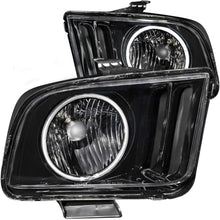 Load image into Gallery viewer, ANZO 121033 2005-2009 Ford Mustang Crystal Headlights w/ Halo Black (CCFL)