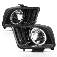 Load image into Gallery viewer, ANZO 121033 2005-2009 Ford Mustang Crystal Headlights w/ Halo Black (CCFL)