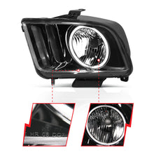 Load image into Gallery viewer, ANZO 121033 2005-2009 Ford Mustang Crystal Headlights w/ Halo Black (CCFL)